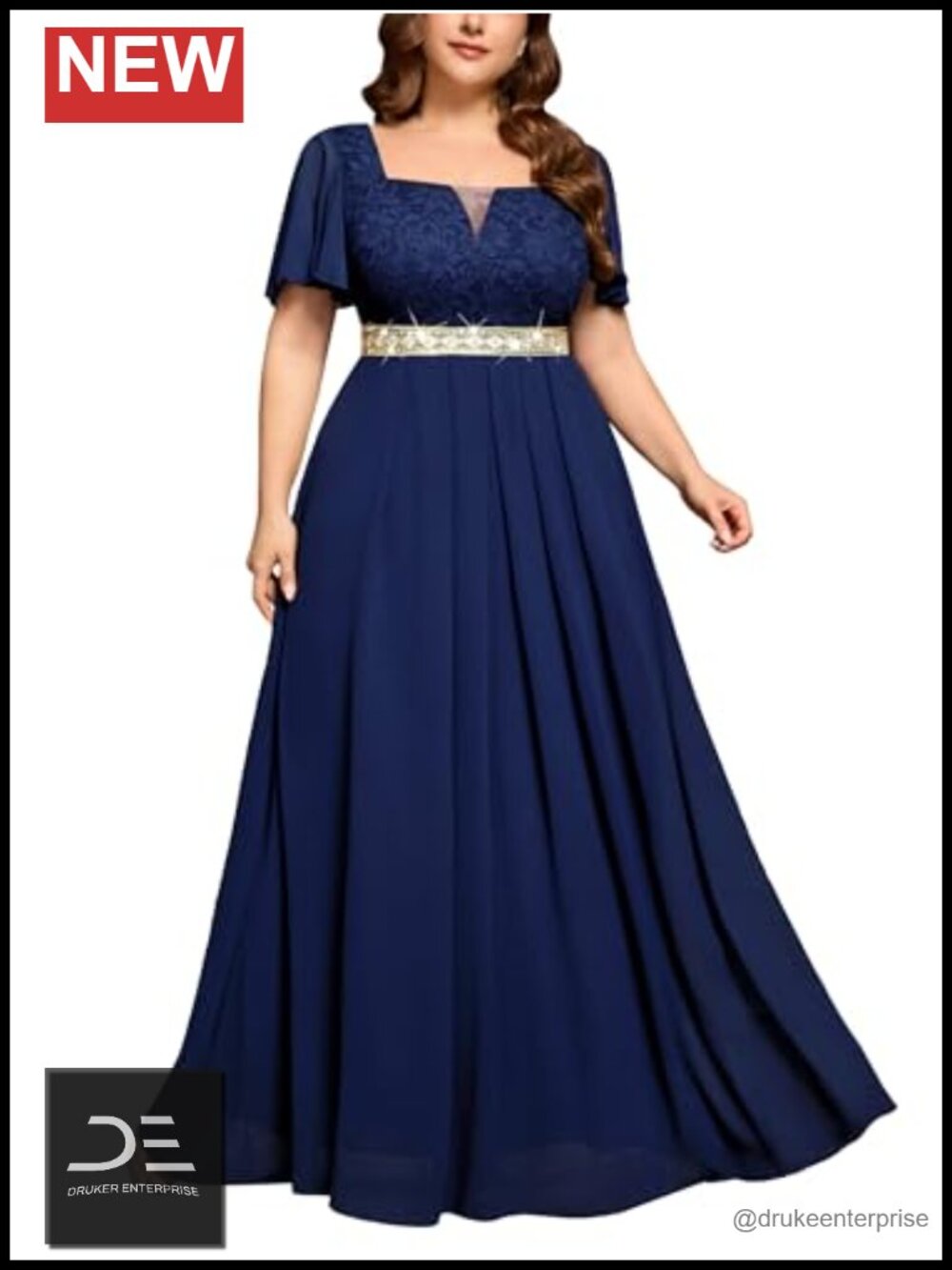 Plus Size A-Line Prom Dress Formal Evening Wedding Guest Floral Lace Long